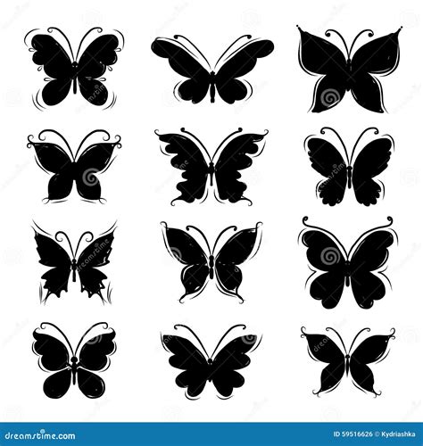 Set Of Butterfly Silhouettes For Your Design Stock Vector