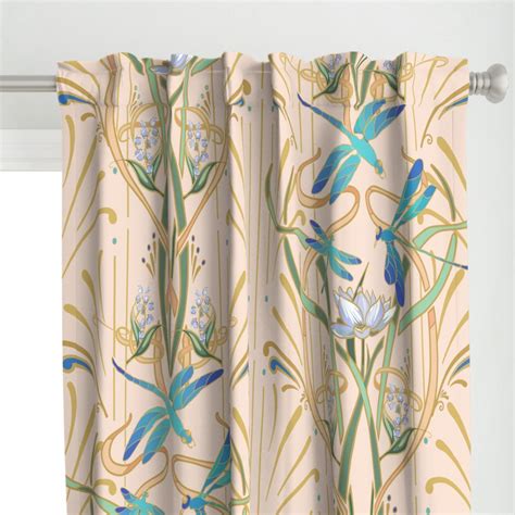 Art Nouveau Dragonflies Hint Curtain Panel Spoonflower