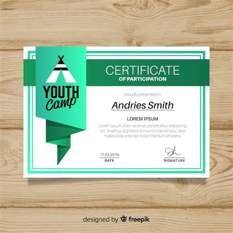 Certificate Of Participation Template Free Vector