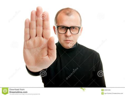 Stop hand gesture stock image. Image of glasses, refuse - 22691285