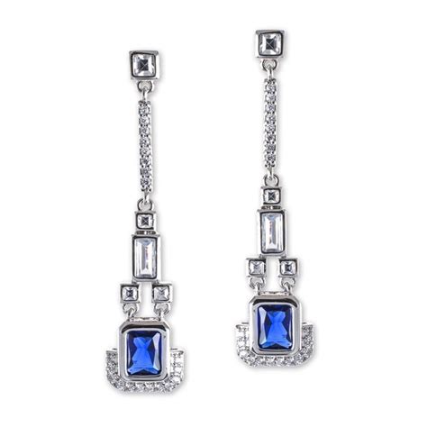 Sapphire Blue Art Deco Drop Earrings Deco Shop