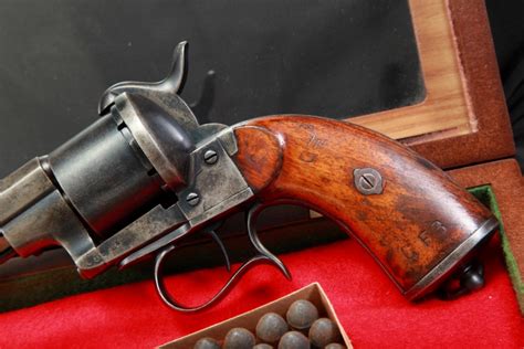 Cased Confederate Csa Marked Lefaucheux M 1854 Pinfire Revolver And Ammo