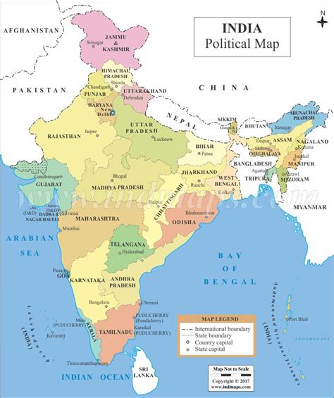 Indien ist eine republik in südasien und mit seinen gut 1,3 mrd. Politische Landkarte von Indien, Landkarte Indien ...