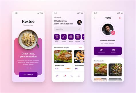 Restoe Restaurant Food App Design Figma And Psd On Yellow Images