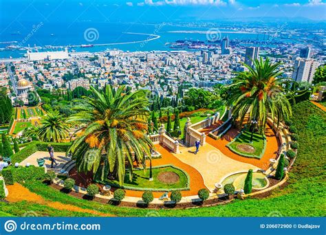 Aerial View Of Bahai Gardens In Haifa Israel Stock Photo Image Of