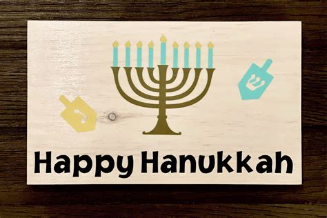 Hanukkah Wall Decor Happy Hanukkah Custom Wood Sign Dreidel Etsy