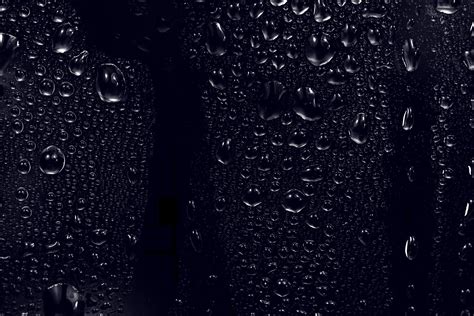 Water Drops On Black Background Abstract Dew Water Droplets On A