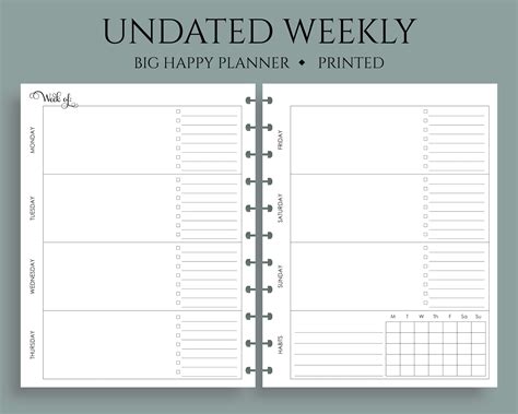 Undated Horizontal Weekly Layout With To Do List Habit Tracker Pt Paper