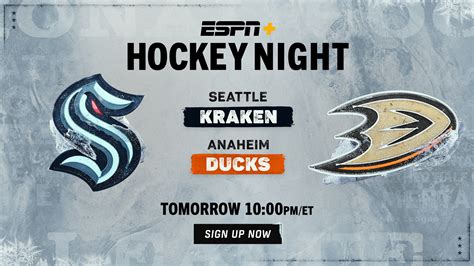 exclusively on espn and hulu national hockey league s seattle kraken face off with the anaheim