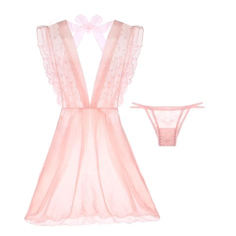 Yomrzl A535 New Arrival Summer Gauze Womens Nightgown Pink Dot Sleepwear Sweet Sexy Sleeo Dress