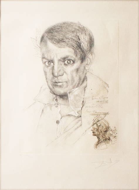 Portrait Of Picasso Lithograph By Salvador Dali Modernism