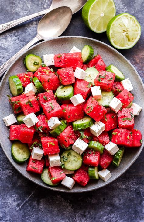 Watermelon Salad With Cucumber And Feta Recipe Runner In