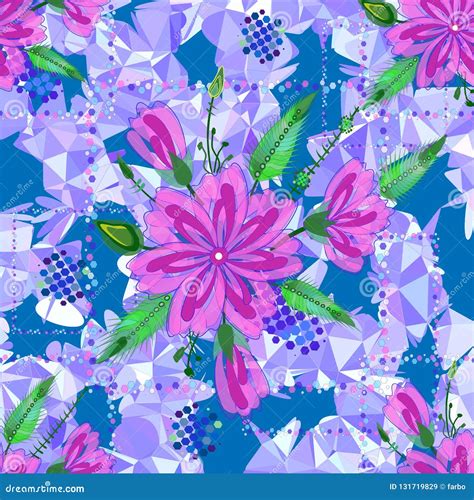 Amazing Seamless Floral Pattern With Bright Colorful Flowers And Leaves