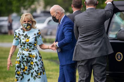 Jill Biden Is So Springy In A Lemon Coated Dress Neon Yellow Heels Footwear News