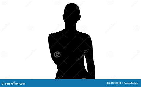 Silhouette Girl In Skirt Preening And Checking Her Appearance Li Stock