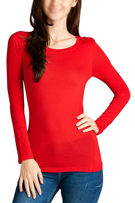 Thelovely Womens Long Sleeve Crew Neck Basic T Shirt Top