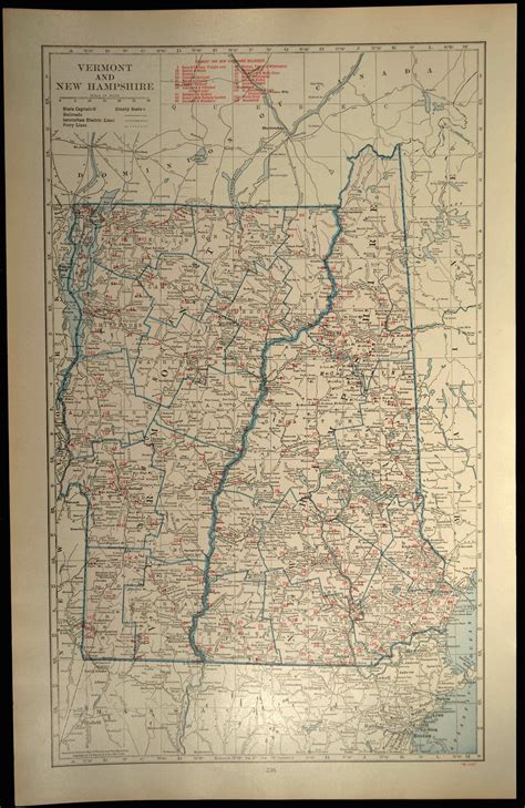 New Hampshire Railroad Map Large Maps Vermont Wall Art Decor