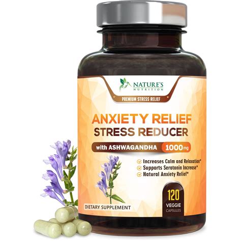 Nature's Nutrition Anxiety Relief Pills & Herbal Stress Reducer, 1000