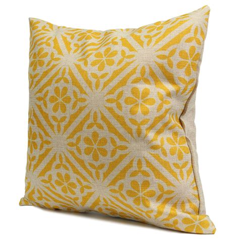 Retro Yellow Flower Decorative Throw Pillow Case Cushion Cover 18x18