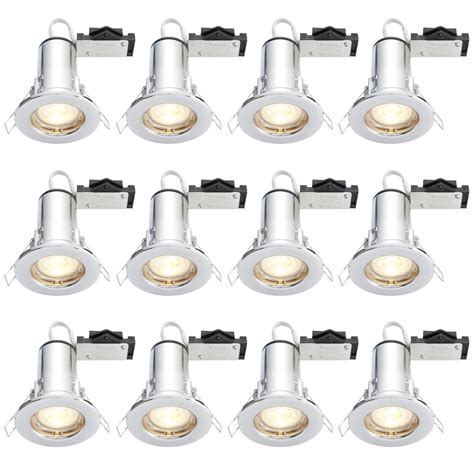 12 X Polished Chrome Fire Rated Fixed Led Downlights