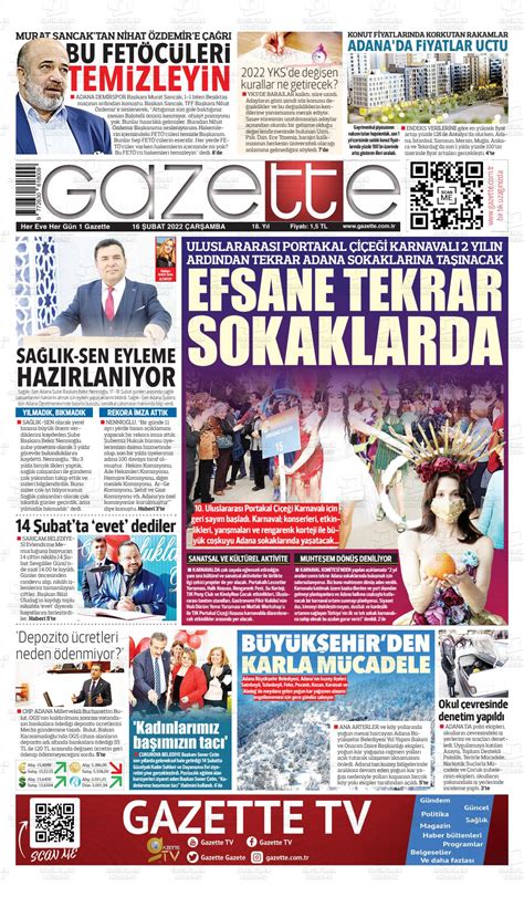 16 Şubat 2022 Tarihli Gazette Gazete Manşetleri