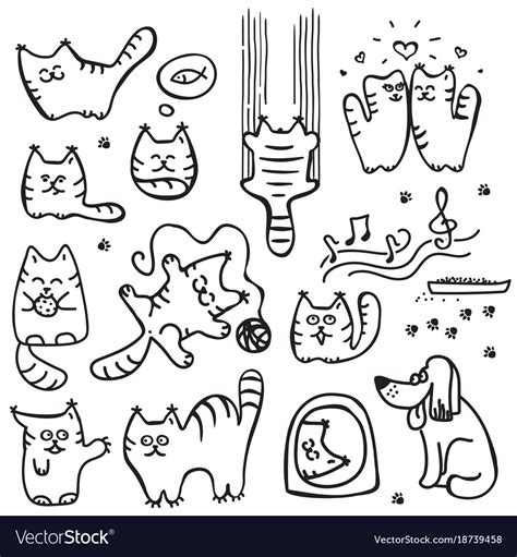 Scetched Doodle Cat Royalty Free Vector Image Vectorstock