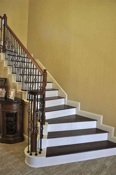 Click on the link to learn how to install hardwood staircases or for more images on staircases visit houzz.com. Hampton Hardwoods Walnut Birch stairs with white risers installed by River City Flooring San ...