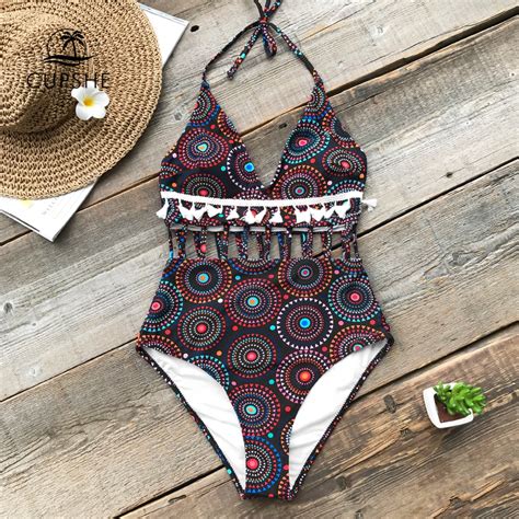 Buy Cupshe Fireworks Strappy One Piece Swimsuit Women Tassels Cutout Monokini