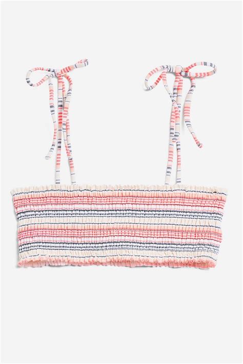 Topshop Shirred Bandeau Bikini Top