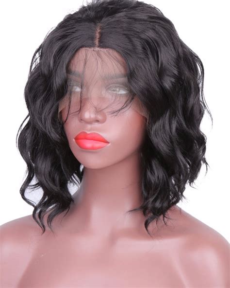 Wavy Bob Hair Cut Synthetic Lace Front Wig Natural Hairtyle Shoulder
