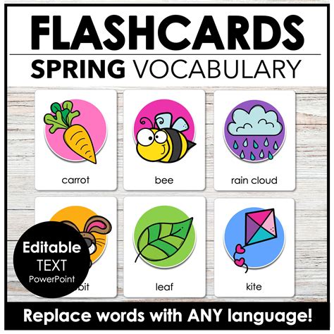 Spring And Easter Flashcards Editable Vocabulary Word Flash Cards Esl