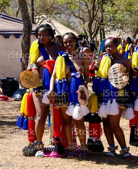 women in traditional costumes before the umhlanga aka reed dance 01092013 lobamba swaziland