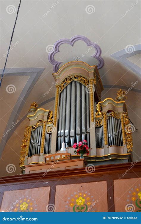Pipe Organ In The Medieval Fortified Church In Avrig Sibiu