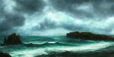 The Emerald Coast Stormy Sky Matte Painting Stable Diffusion Openart