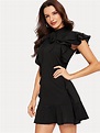 Black Ruffled Mini | Ruffle trim dress, Black ruffle, Fashion outfits