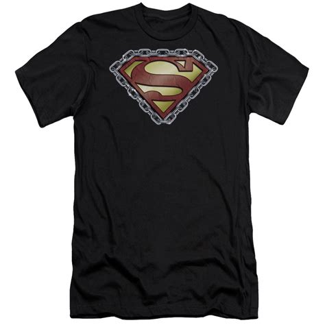 Superman Chained Shield Premium Slim Fit Short Sleeve Shirt X Large