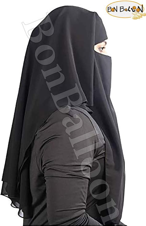 Buy Bonballoon Black Xl Long Saudi Layered Niqab Niqabs Nikab Naqaab 3 Layers Burqa Hijab Hijab