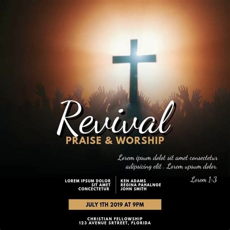 Revival Praise And Worship Video Template Church Bulletin Designs
