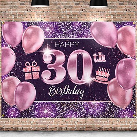 Pakboom Happy 30th Birthday Backdrop Pink Photo Background