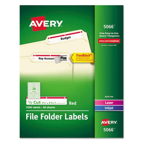 Download 8 box file labels free vectors. Avery 5066 Permanent File Folder Labels, TrueBlock, Laser ...