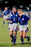 April Heinrichs #2 and Shannon Higgins #3 of the USWNT celebrate during ...
