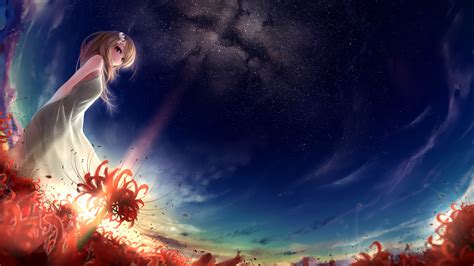 Looking for the best anime backgrounds for laptop? anime, Flowers, Red, Stars Wallpapers HD / Desktop and ...
