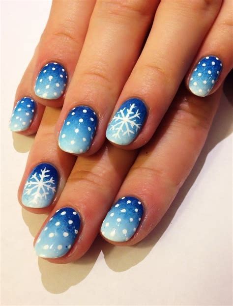 Blue Christmas Nails Winter Ombre