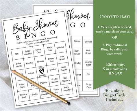 Baby Shower Bingo Game Baby Bingo Cards Bingo Baby Shower Etsy