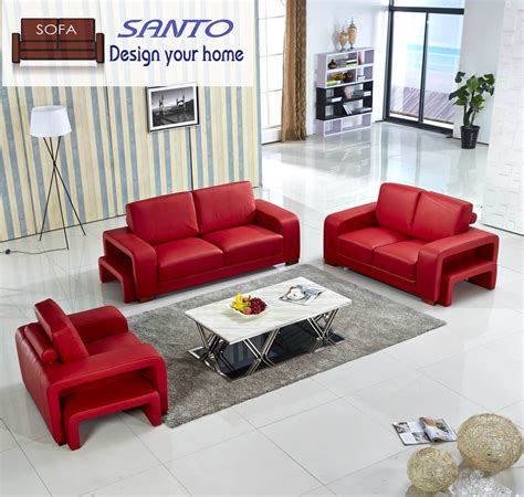 Red Leather Sofa With Italy Leather Modern Sofa Best Quality Sofa