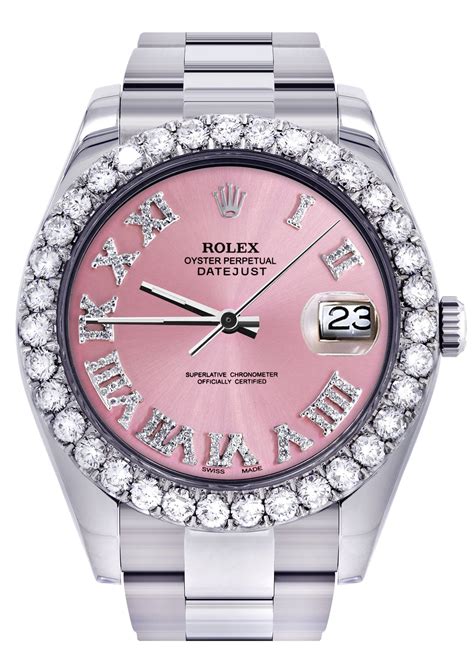 Rolex Datejust Ii Watch 41 Mm Custom Pink Roman Dial Oyster Band