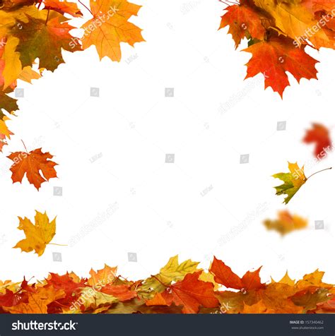 Powerpoint Template Fall Leaves Border Isolated Imoklhlnj