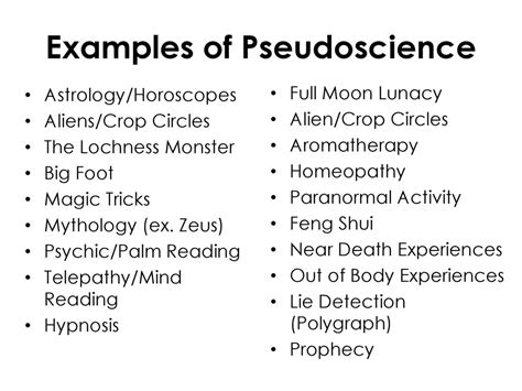 1 Which Of The Following Is An Example Of Pseudoscience