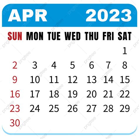 Calendar April 2023 Vector Hd Images April 2023 Calendar Blue 2023