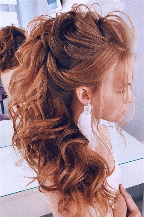 The best curly wedding hair inspiration for your big day. swept back wedding hairstyles half up half down on curly ...